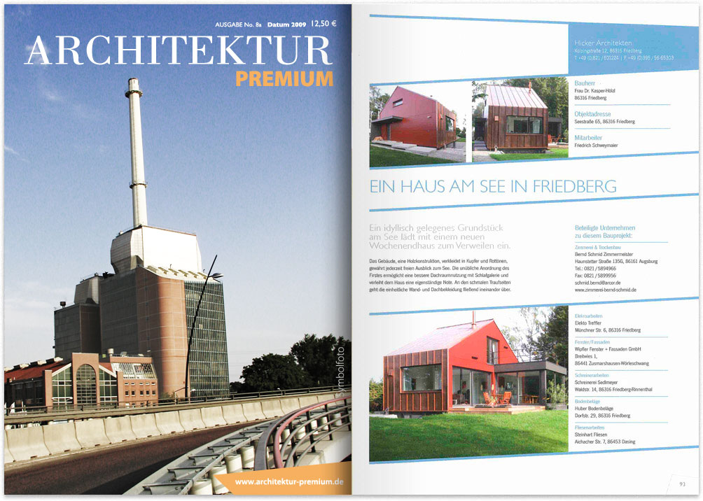 Hicker architekten Presse - Architektur Premium Ausgabe Nr. 5/2012 - Haus am See