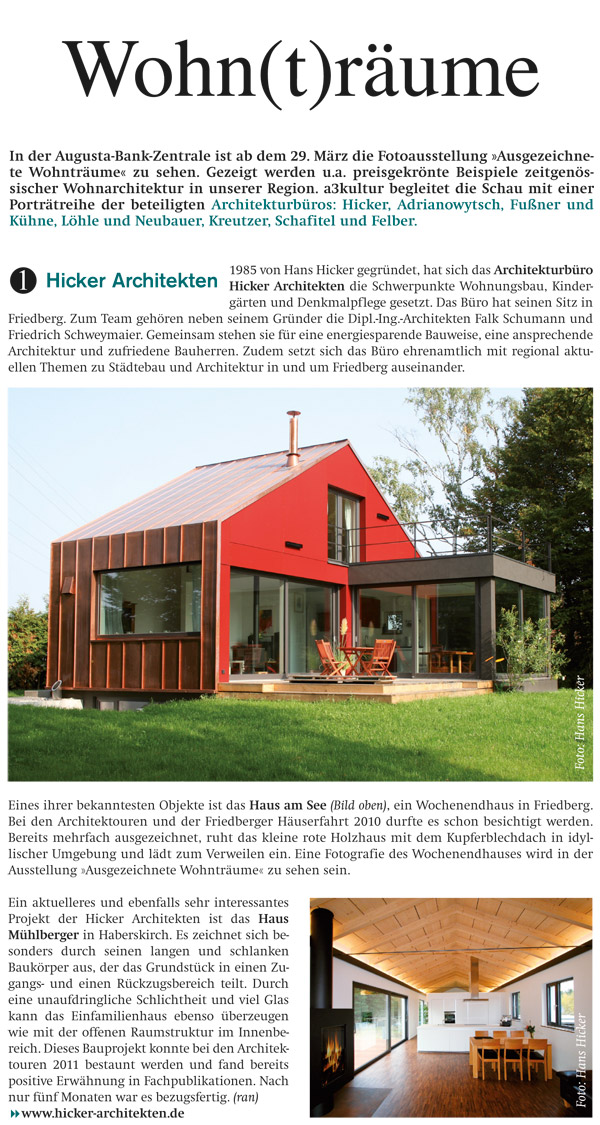 Hicker architekten Presse a3kultur 03/2012