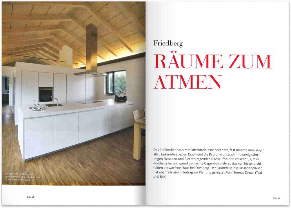 Hicker architekten Presse - Edition Schwaben - Ausgabe 05/2013: Haus Mühlberger - Räume zum Atmen