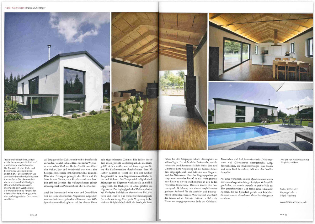 Hicker architekten Presse - Edition Schwaben - Ausgabe 05/2013: Haus Mühlberger - Räume zum Atmen