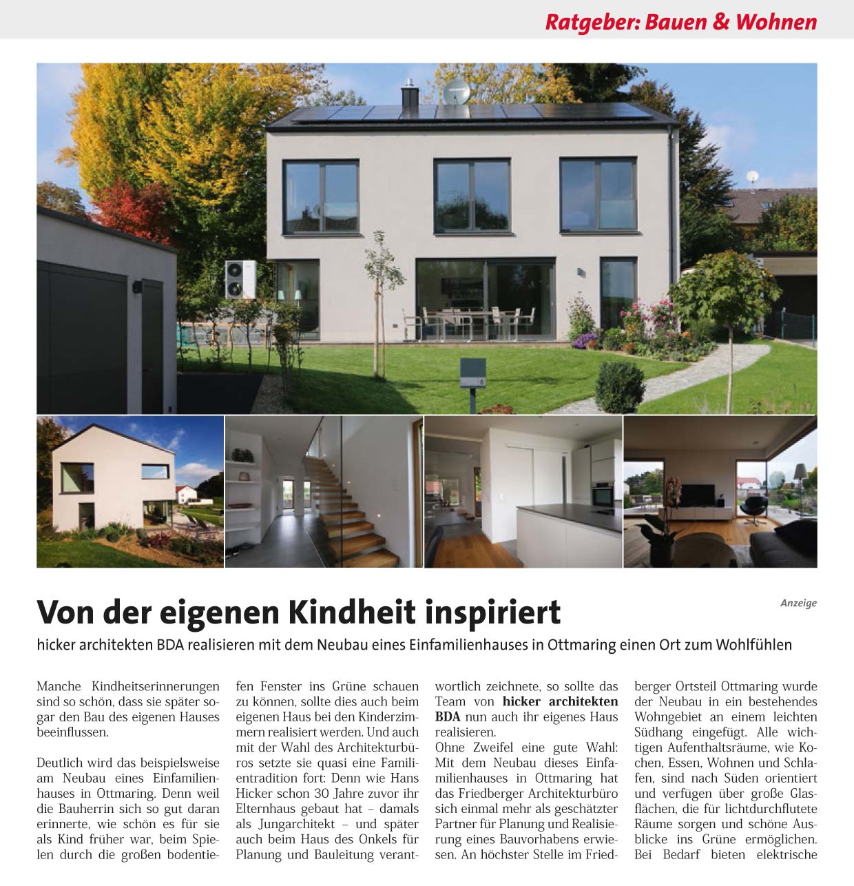 Hicker architekten - Haus S in der November-Ausgabe 2022 vom myHeimat Magazin Friedberg